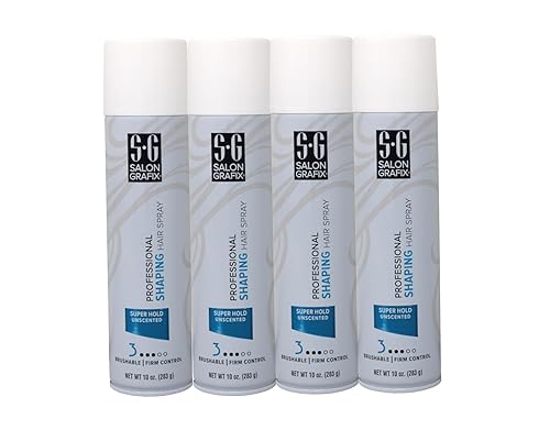 Salon Grafix Professional Shaping Hair Spray, Super Hold Unscented, 10 oz (Pack of 4)