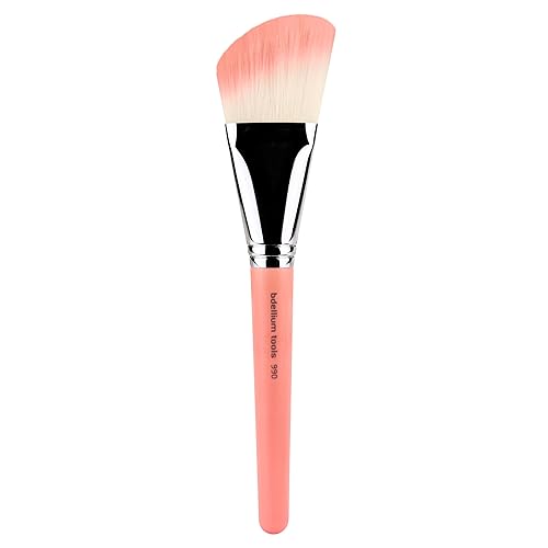 Bdellium Tools Professional Makeup Brush - Pink Bambu Series 990 Angled Face - With Soft Synthetic Fibers, For Whisking Powder and Brushing off Excess