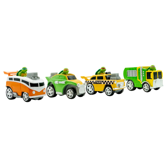 Teenage Mutant Ninja Turtles, 1:64th Diecast Shell Riders Set, Classic Styling, Leo, Raph, Donatello, and Mikey, Ages 3+