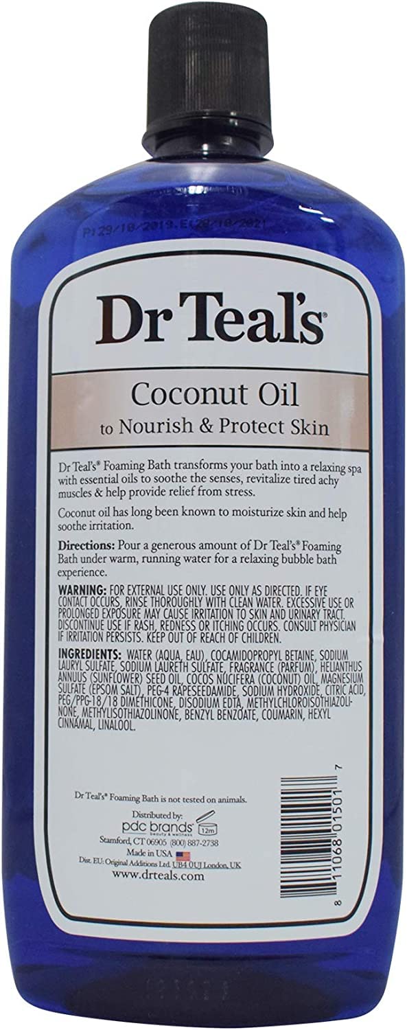 Dr. Teal's Coconut Oil Foaming Bath Gift Set (3 Pack, 34oz Ea.) - Nourish & Protect Coconut Oil Blended with Pure Epsom Salt Calms the Mind & Provides Beauty and Personal Care Dr Teal's