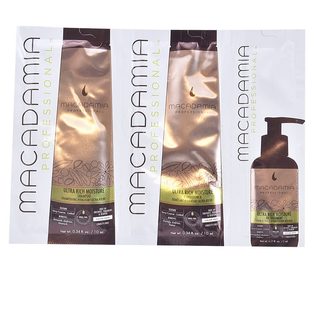Macadamia Professional Ultra Rich Moisture Shampoo/Conditioner & Oil Treatment, 3 Count