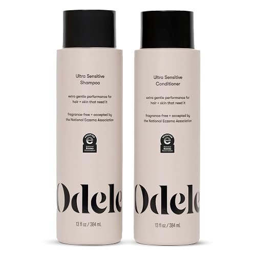 Odele Sulfate-Free Ultra-Sensitive Shampoo & Conditioner Set for Extra Gentle Cleansing and All Hair Types, 13 Fl Oz Each (2-Pack)