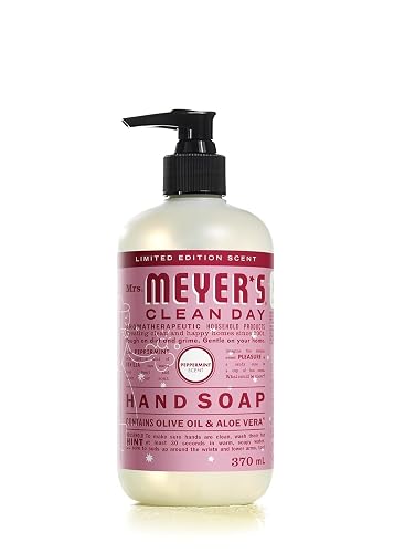 Mrs. Meyer's Clean Day Liquid Hand Soap, Hand Wash Made with Essential Oils, Peppermint Scent, 370 ml Soap Pump Bottle