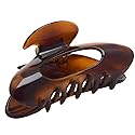 Parcelona French Ovale Medium 3.5 Inch Tortoise Shell Brown Celluloid Covered Spring Hair Claw Clip Clamp for Women