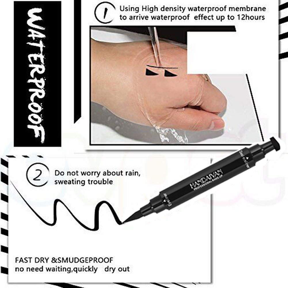 BONNIESTORE Winged Eyeliner Stamp 2 Pack,Dual-ended Eyeliner Stamp for Perfect Wing Cat Eyes,Long Lasting Liquid Eyeliner Pen Waterproof Smudge Proof