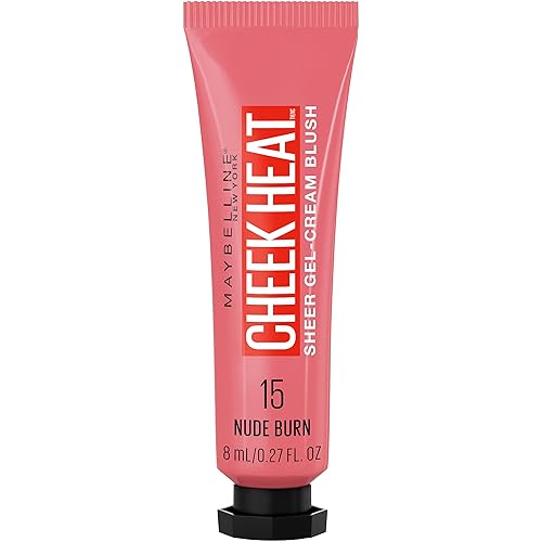 Maybelline Cheek Heat Gel-Cream Blush Makeup, Lightweight, Breathable Feel, Sheer Flush Of Color, Natural-Looking, Dewy Finish, Oil-Free, Nude Burn, 1