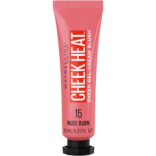 Maybelline Cheek Heat Gel-Cream Blush Makeup, Lightweight, Breathable Feel, Sheer Flush Of Color, Natural-Looking, Dewy Finish, Oil-Free, Nude Burn, 1