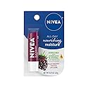 NIVEA Blackberry Lip Care, Tinted Lip Balm with Shea Butter, Nourishing Oils and Vitamin C & E, 3-in-1 Moisture, Repair (for Dry Lips) and Color, 0.17