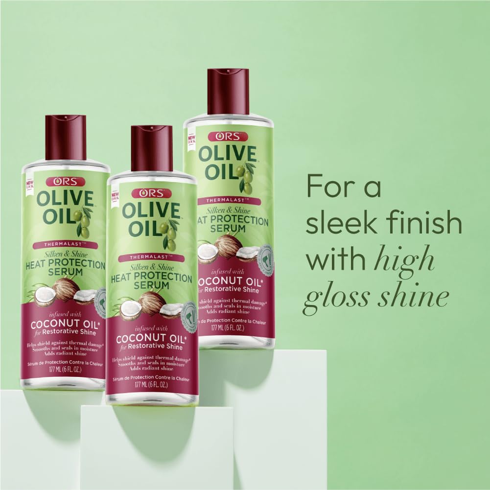 ORS Olive Oil Heat Protection Hair Serum infused with Coconut Oil for Restorative Shine 6.0 Ounces (Pack of 4)