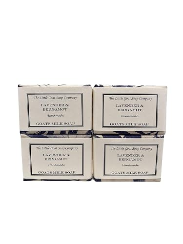 Goats Milk Soap. Made with Raw Goats Milk. Lavender and Bergamot 100g x 4 by The Little Goat Soap Company Beauty & Personal Care The Little Goat Soap Company