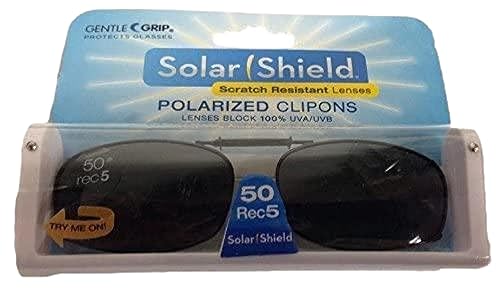 Solar Shield Clip-on Polarized Sunglasses Size 50 Rec 5 Black Full Frame New