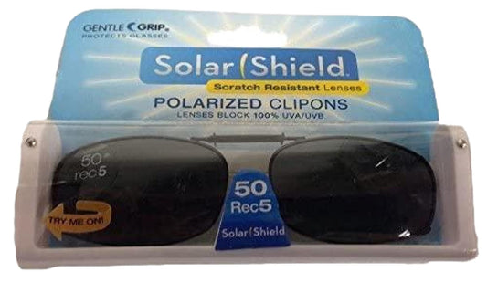 Solar Shield Clip-on Polarized Sunglasses Size 50 Rec 5 Black Full Frame New