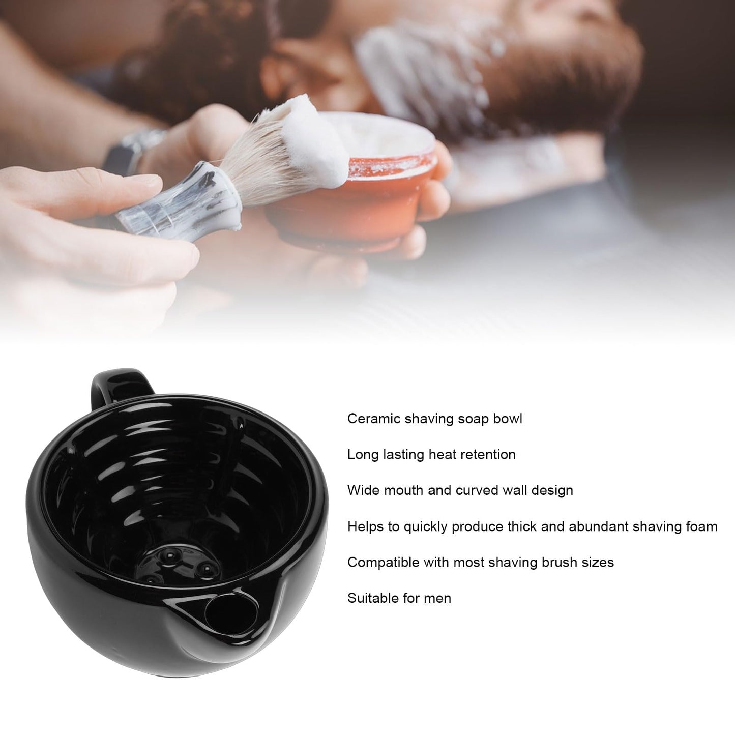 ZJchao Ceramic Shaving Bowl, Dual Chamber Heat Retention Shaving Mug with Wide Mouth for Wet, Oversized Handle for Secure Grip (Double Layer) Beauty and Personal Care ZJchao