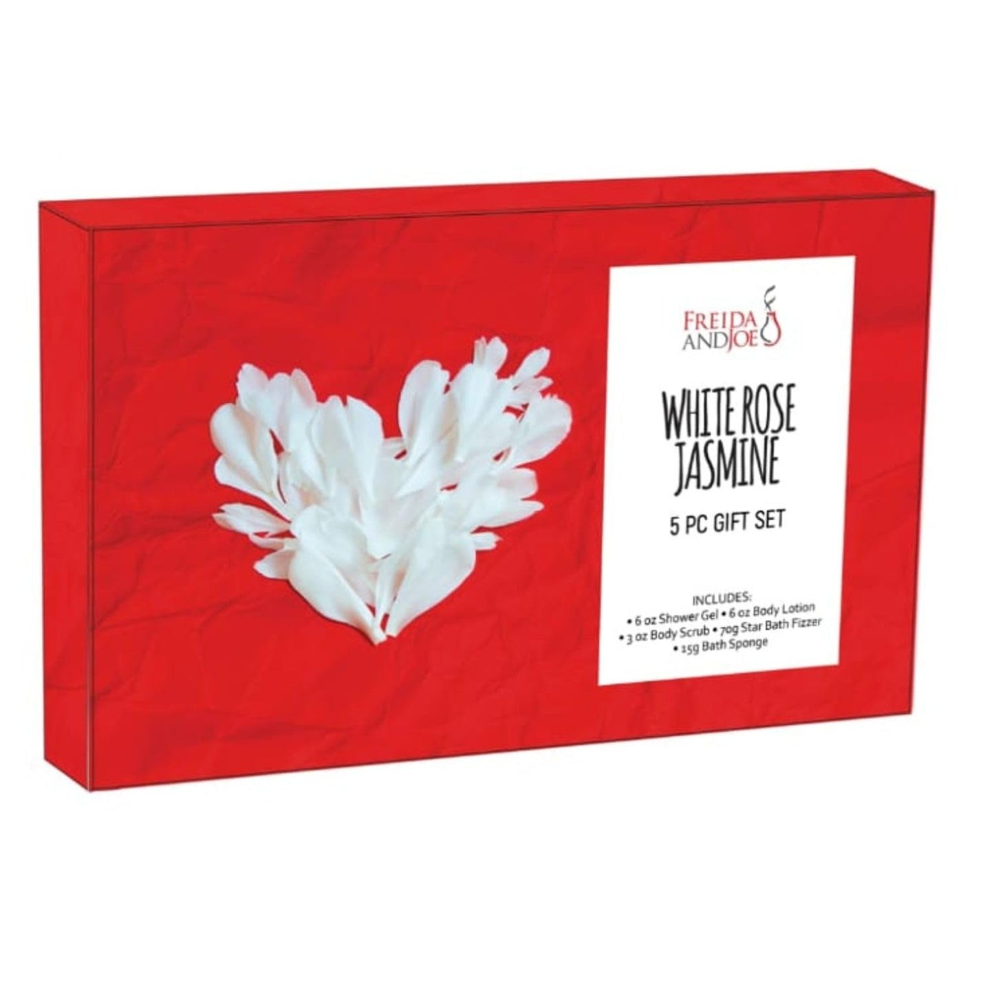 Fragrance Bath & Body Collection Gift Box, Includes Shower Gel, Body Lotion, Body Scrub, Bath Bomb & Sponge (White Rose Jasmine) Beauty and Personal Care Freida and Joe