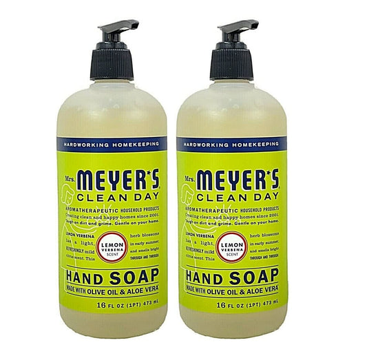 Mrs. Meyer's Lemon Verbena Liquid Hand Soap, Cruelty-Free and Hand Wash Formula Made with Essential Oils,16 oz. (Pack of 2)