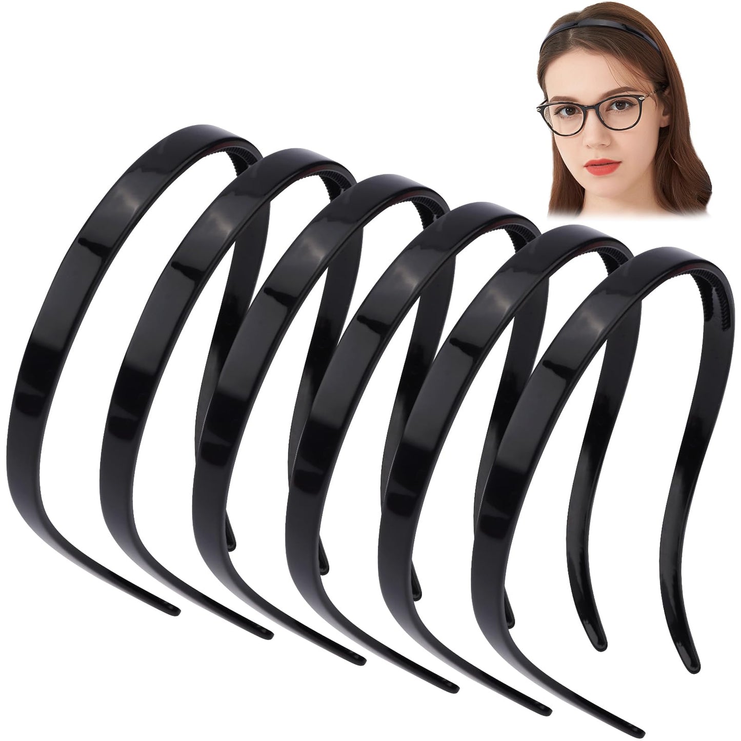 TOBATOBA Black Square Headbands for Glasses & Sunglasses - No Pressure, No Headache - Comfortable Non-Slip Headbands for Women & Girls, 6 Pcs Beauty and Personal Care TOBATOBA Default Title