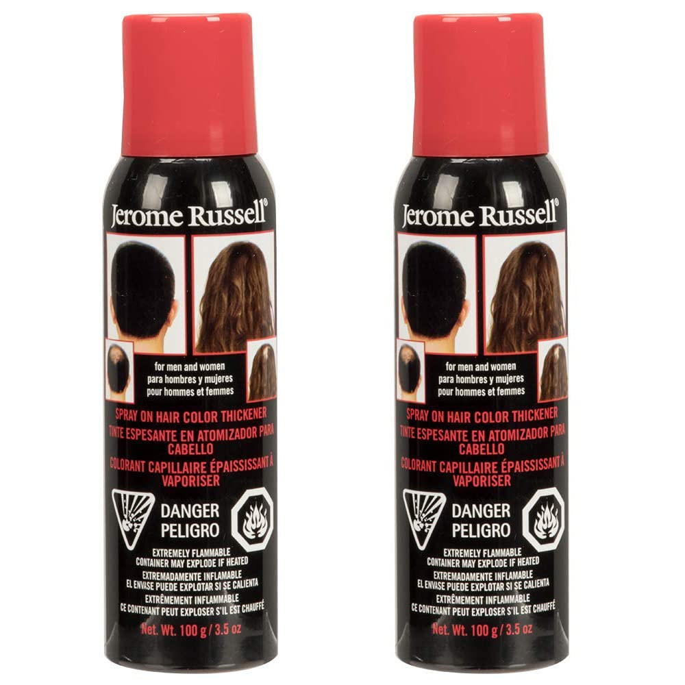 Jerome Russell Spray On Hair Color Thickener Jet Black - Instant Bald Spot Root Cover Up, Hair Thickener Spray for Fine and Thinning Hair, 3.5 oz