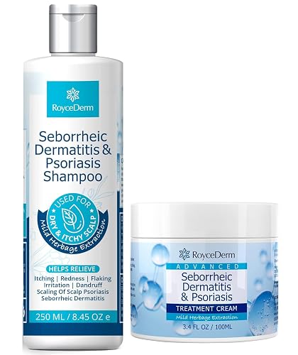 Roycederm Seborrheic Dermatitis & Psoriasis Scalp Treatment Kit - Shampoo + Cream for Dry Itchy Scalp, Dandruff, Scalp Relief Soothing Care System