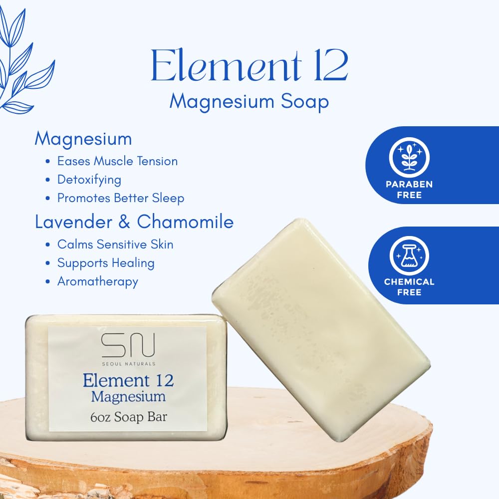 Seoul Naturals Element 12 Magnesium Soap with Lavender and Chamomile, k beauty, 6 oz Beauty & Personal Care Seoul Naturals