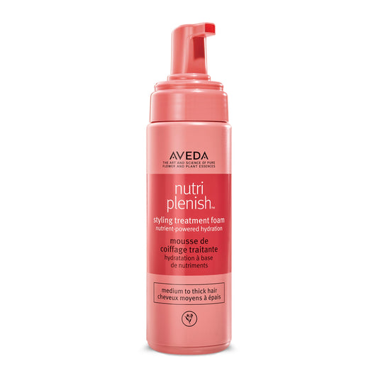 Aveda Nutriplenish Styling Treatment Foam | Soft Hold Styling Foam for Medium to Thick Hair | Hydrates and Nourishes | 94% Naturally Derived*, 6.7 Fl