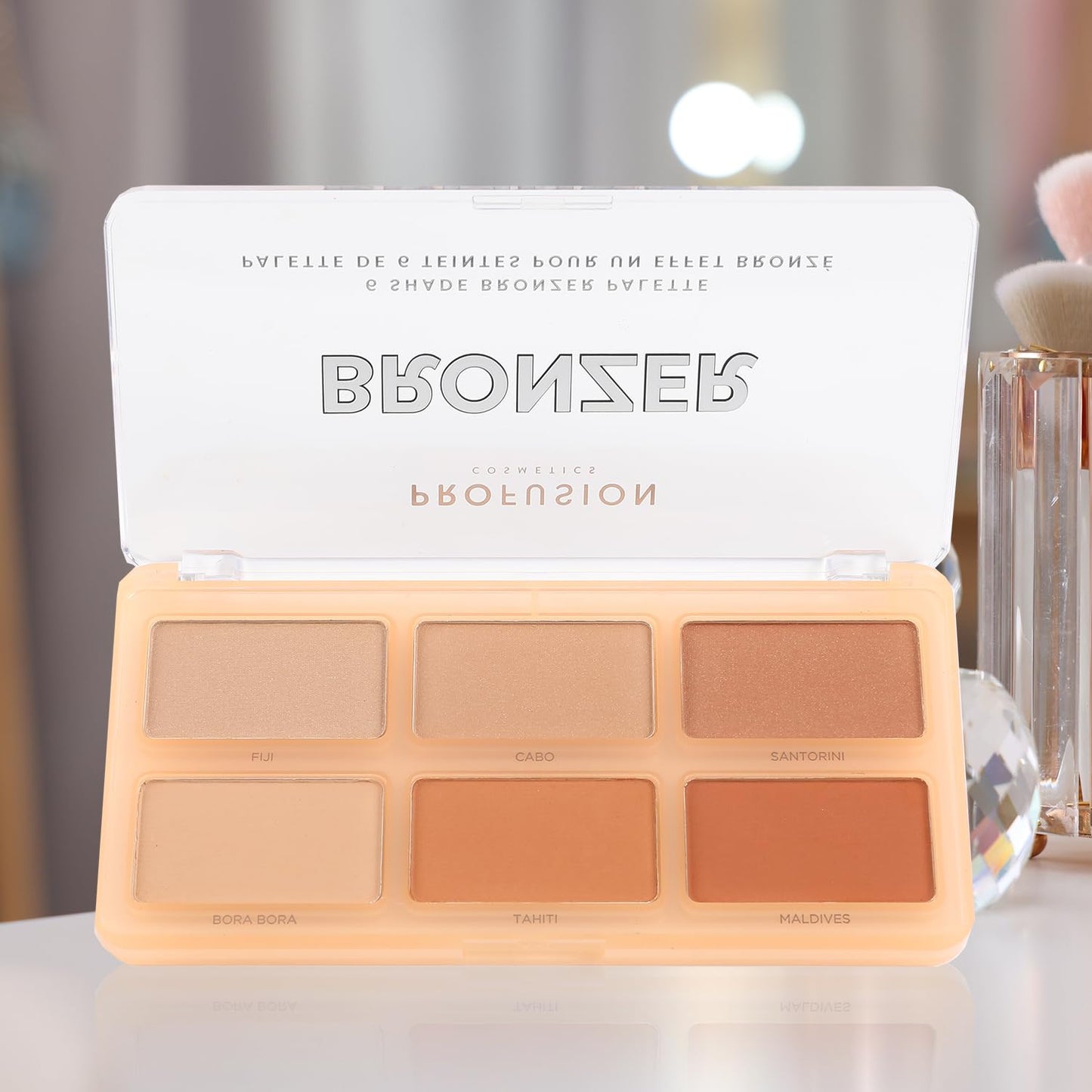 Profusion Cosmetics 6 Shades Bronzer Palette - Matte & Shimmer Finishes for Natural Definition, Buildable & Blendable Powder for Face Sculpting