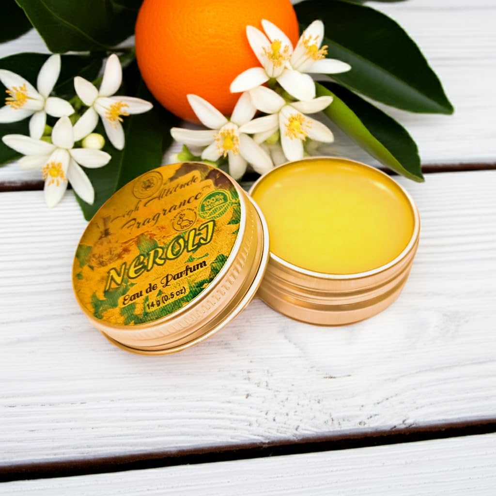 NEROLI Perfume - Eau de Parfum - Solid Balm - Natural Essential Oils Aromatherapy Fragrance (Orange Blossoms, Citrus Aurantium, Tuberose, Mandarin