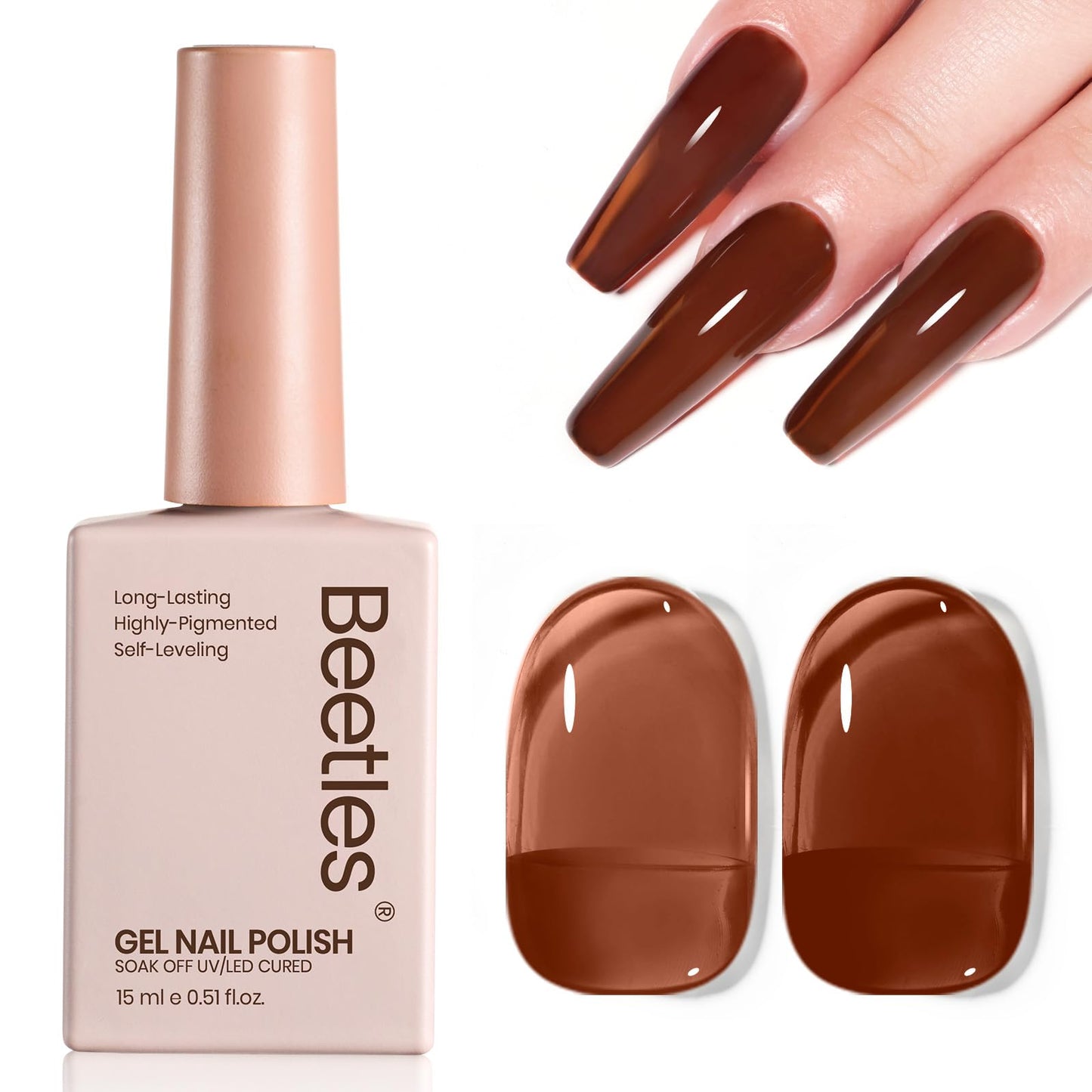 Beetles Brown Gel Nail Polish - 15ML Mocha Jelly Natural Gel Polish Nail Concealer Sheer Translucent Effect Soak Off UV Mist Collection French Nail Beauty and Personal Care beetles Gel Polish Default Title