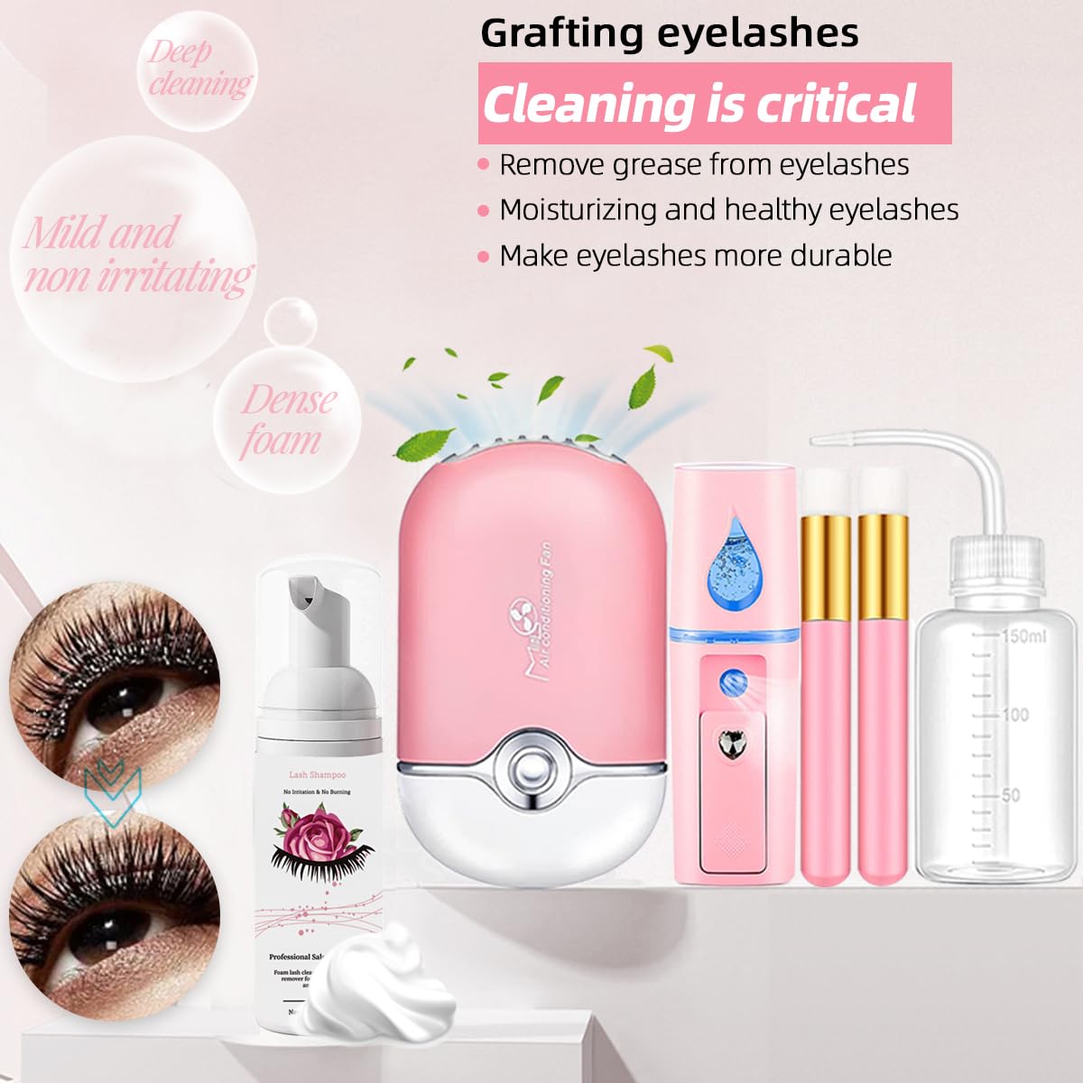 DNSGOOR Lash Extension Kit Professional Eyelash Extensions Supplies Training for Beginners Mannequin Head Grafting Lash USB Fan Lash Shampoo Brush…