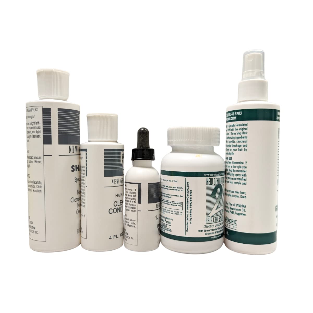 5-Piece Set New Generation Original Shampoo, Cleanser/Conditioner, Overnight Formula, Grooming Mist, Dietary Supplements - Helps to Control Hair Loss