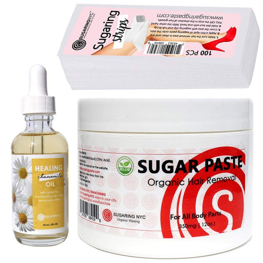 Sugaring Paste for Legs Bondage technique + kit of 100 Sugaring Nylon Strips & Healing Oil Beauty and Personal Care Sugaring NYC