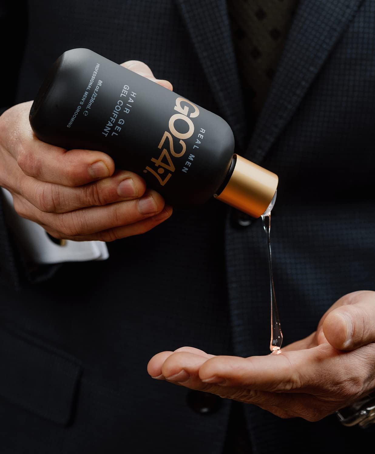 GO247 Hair Gel - Medium Hold Styling Gel for Men - Creates Definition with Flexible, Brushable Control - Flake-Free Formula with Light Ginseng Scent