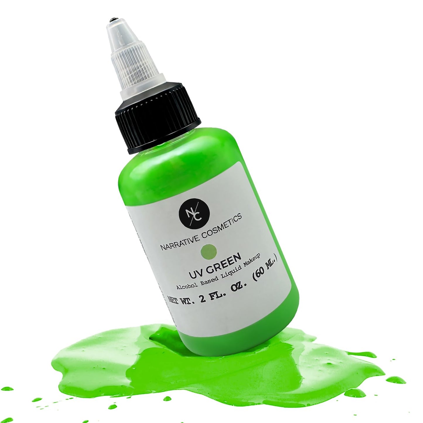 Narrative Cosmetics UV Fluorescent Alcohol Airbrush Paints - 2 fl oz, Glow Effect, Waterproof, Sweatproof, Highly Pigmented Liquid Makeup
