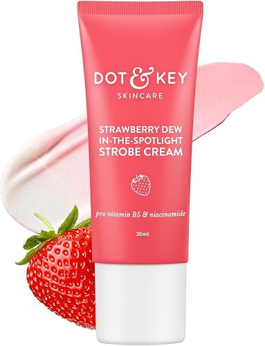 MENT Dot- & Key- Strawberry Dew Strobe Cream for Face | Skin Radiance Cream | Moisturizer & Highlighter for Face | for Dewy Glazed Instant Glow |