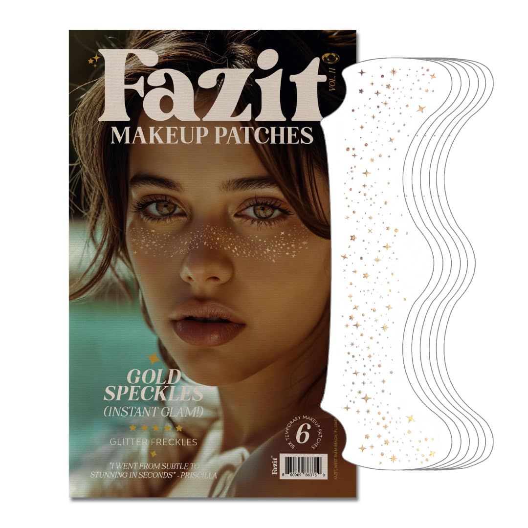 Fazit Gold Speckles - Glitter Freckle Makeup Patches - Shimmering Faux Freckles & Body Glitter - Waterproof, Long-Lasting Instant Glamour