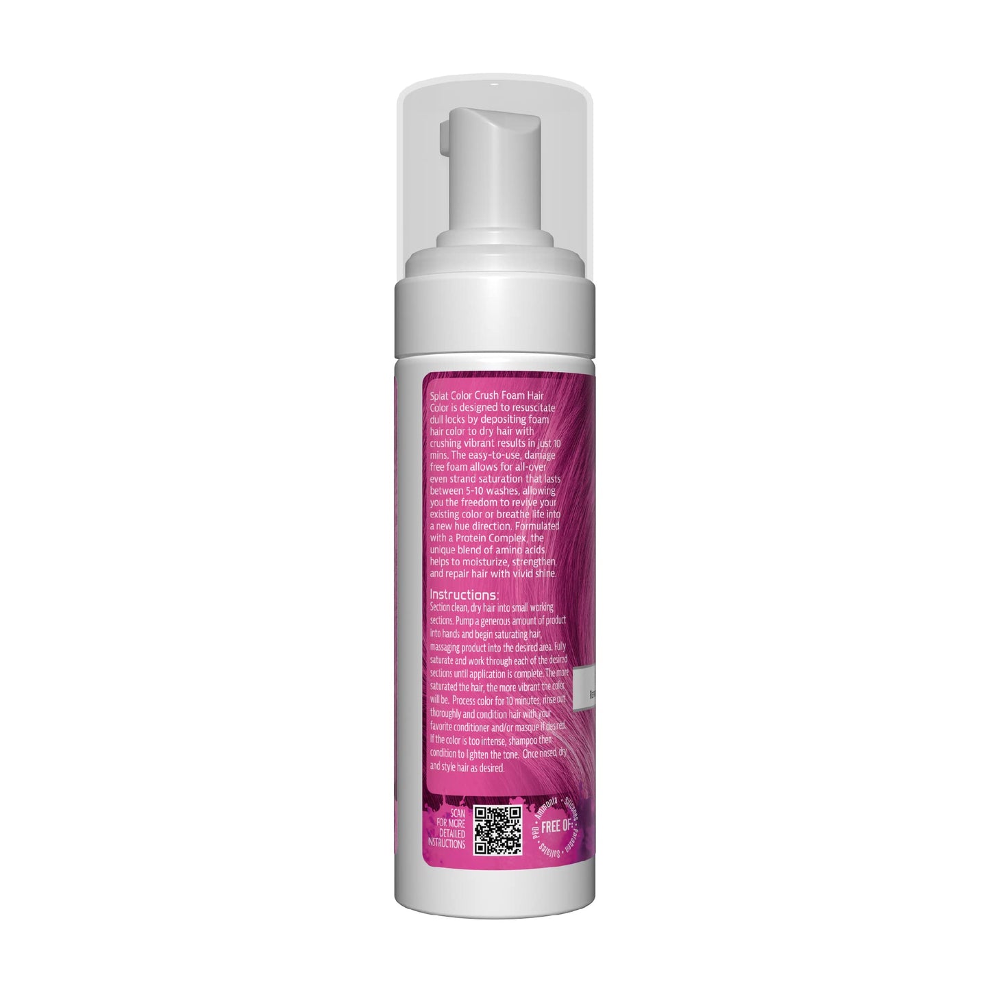 Splat Color Crush Bold Foam Hair Color, Pink, 5 oz., Refresh Vivid Colors in Just 10 Minutes, Lasts Up to 10 Washes, Buildable Foam Hair Product