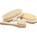 Essential Living: 3-Piece Dry Brushing Spa Kit - 1 Face Brush, 2 Body Scrub Brushes and a Cotton Bag - Body and Skin Care for Exfoliation, Blood