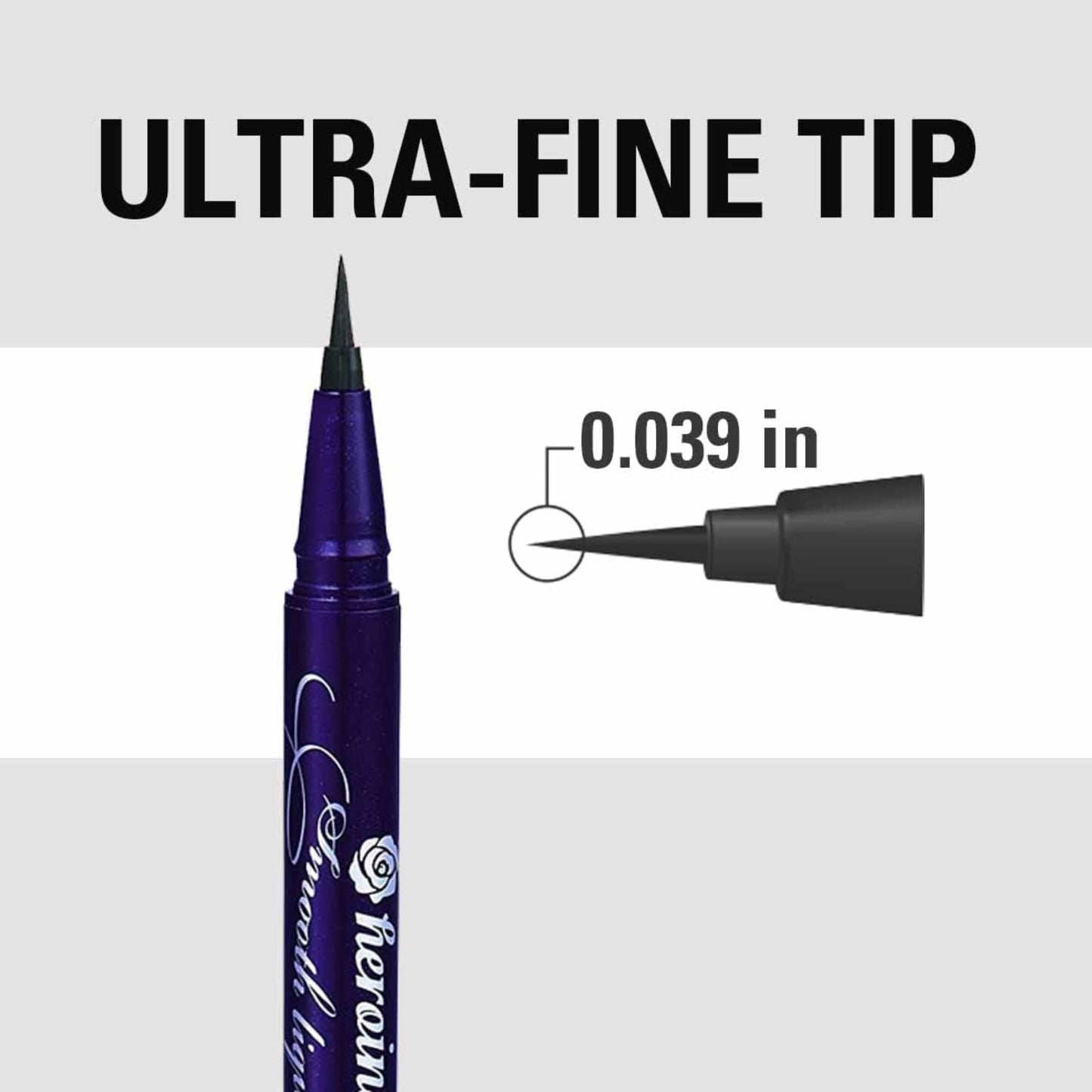 Heroine Make by KISSME Waterproof Eyeliner with Ultra-Fine 0.1mm Tip, Liquid Eyeliner Pen for Sensitive Skin, Cat Eye Liner for Long Lasting Wear…