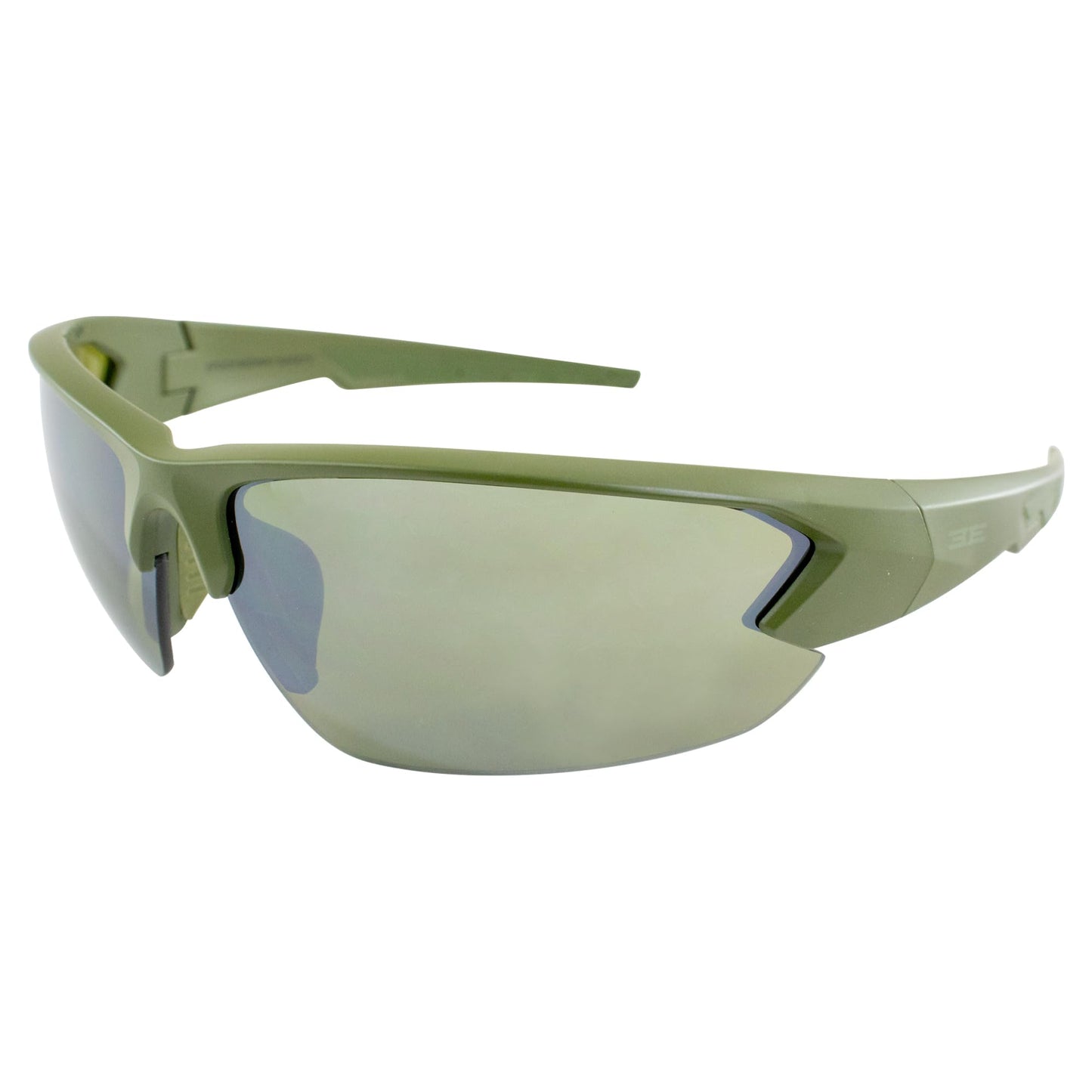 Epoch Eyewear Midway Motorcycle Riding Sunglasses Army Green Polycarbonate Frame with High Clarity Green Lenses