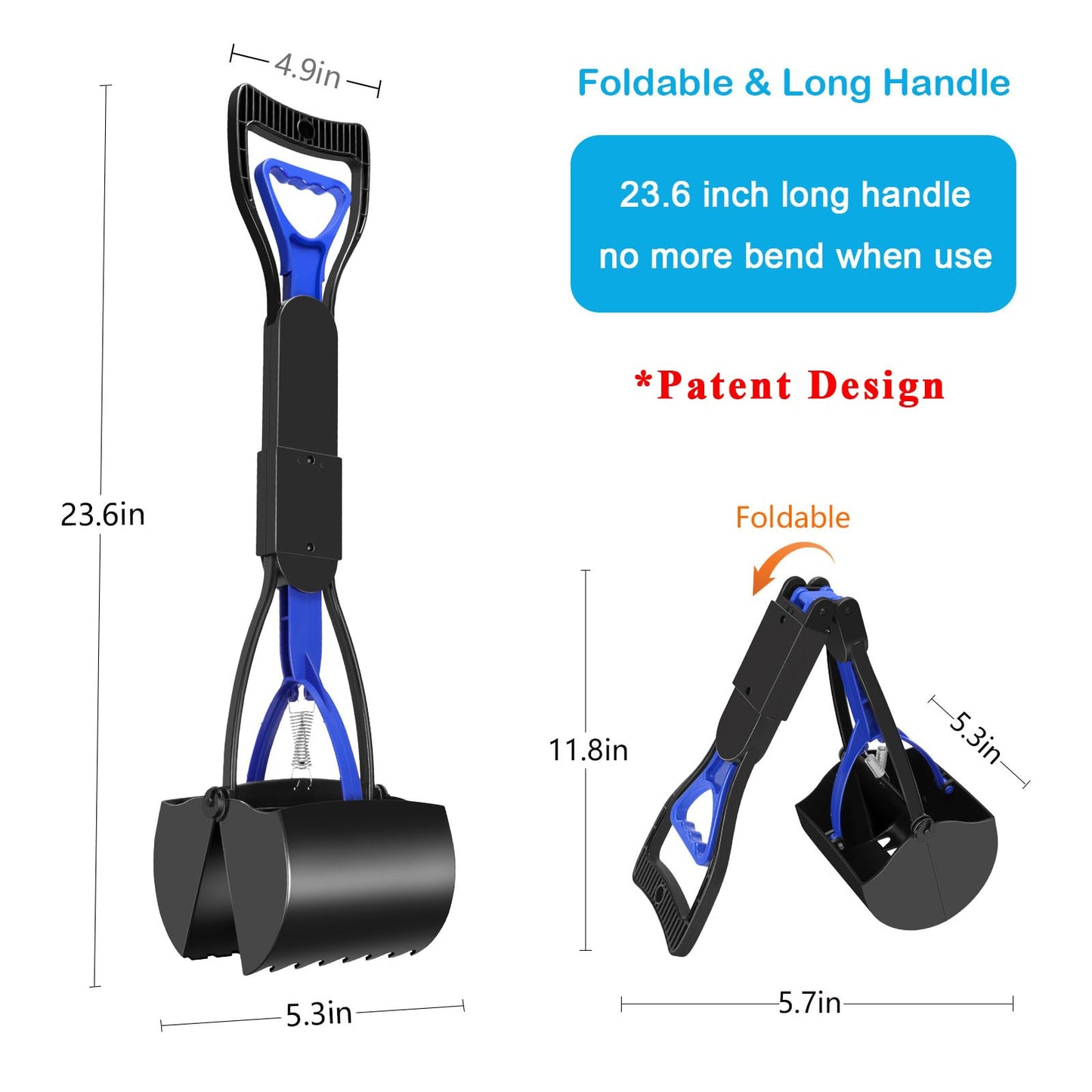 UPSKY Pooper Scooper for Large Small Dogs, Folding Dog Poop Scooper, Durable Spring and Premium Materials，Easy to Use for Dirt, Gravel Pick Up Shovel