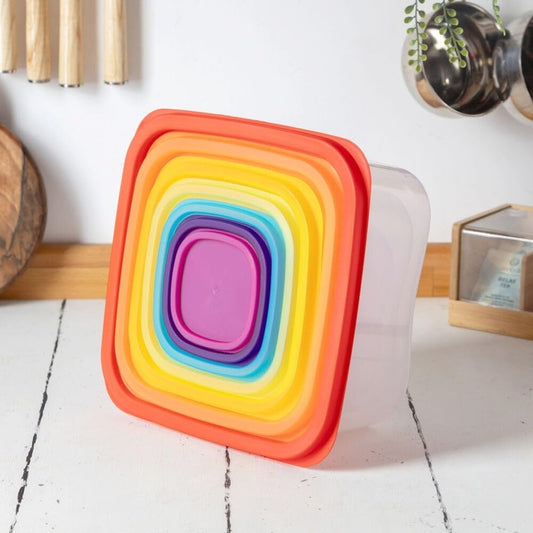 KARO DAILY - 5-Pack Food Storage Containers with Colorful Lids - Stackable Plastic Storage Boxes, Airtight & Multi-Purpose Organizers for Kitchen…