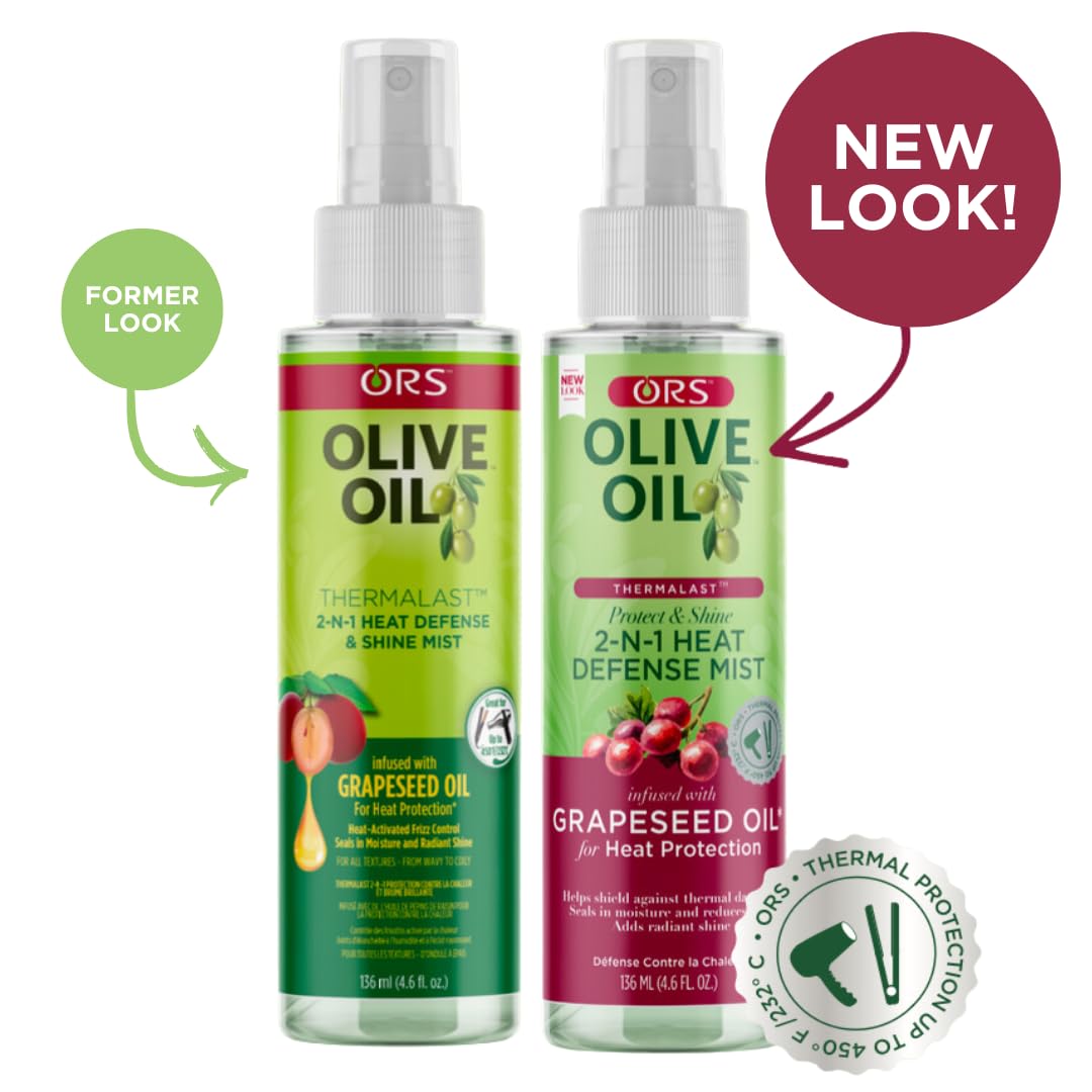 ORS Olive Oil Thermalast 2-N-1 Heat Defense Mist Infused with Grapeseed Oil for Heat Protection 4.6 oz