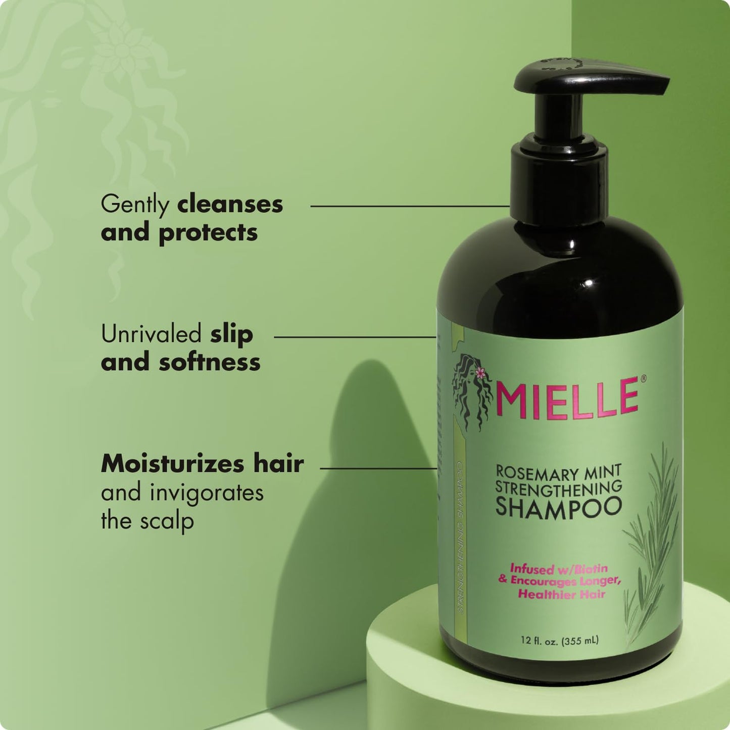 Mielle Organics Rosemary Mint Hair Strengthening Biotin Shampoo - Moisturizing Hair Shampoo for Women and Men to Gently Cleanse, Repair & Protect Beauty and Personal Care Mielle Organics