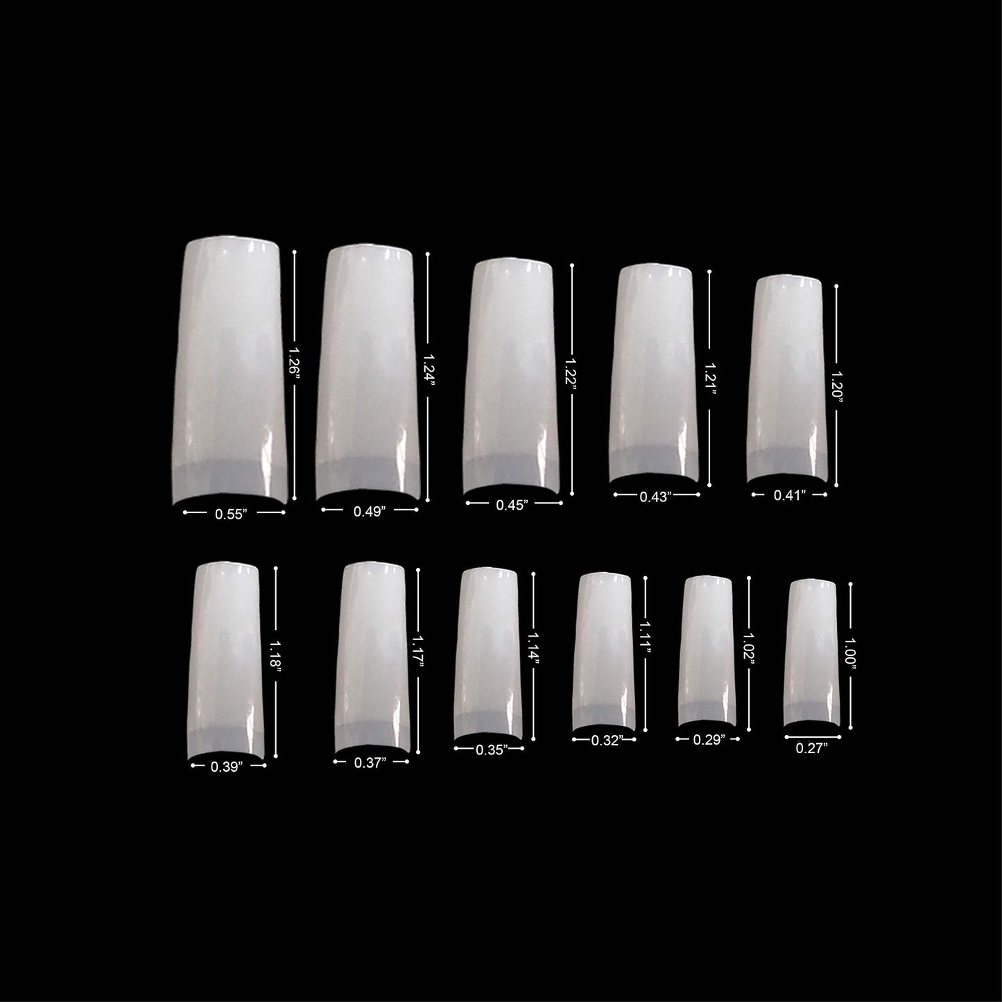 Vivace 2PACK Natural/Clear Half-moon 510 Artificial Fake Gel Nails (total 1020Tips) 11Sizes For Nail Salon Nail Shop 27010/27012 (Half-Moon)