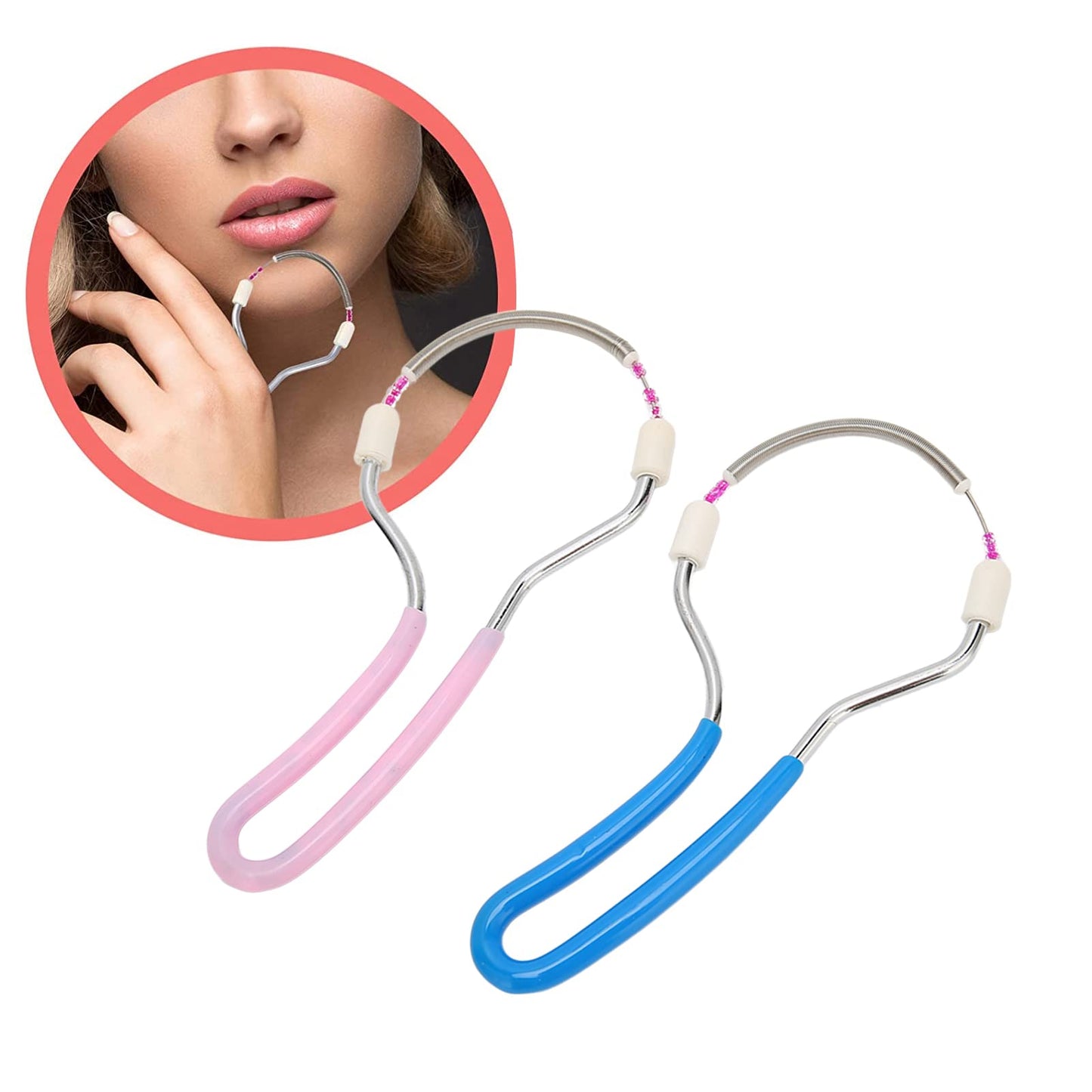 2pcs Portable Spring Hair Remover for Women - Ergonomic Design Epilator for Upper Lip, Chin, Cheeks & Neck, Durable & Eco-Friendly Beauty and Personal Care Dioche