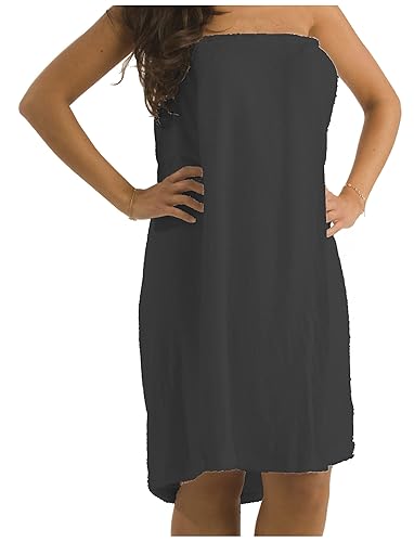 BY LORA Womens Spa Wrap Towels, Bath Towel Wrap Microfiber with Pocket Quick Dry Body Shower Wrap - XXX-Large Black