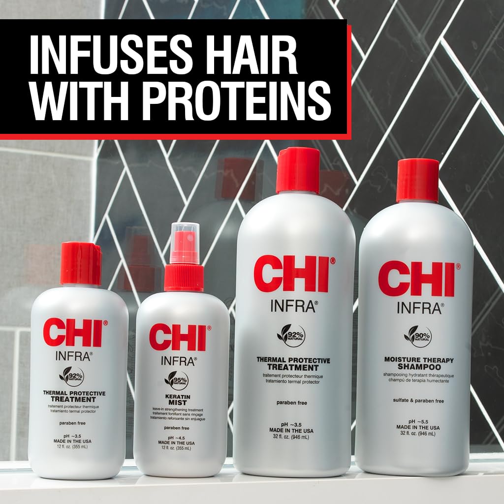 CHI Infra Thermal Protective Treatment, Hair Serum For Protecting Color & Adding Superior Shine & Softness, Hydrating Formula, Sulfate-free, 12 Oz