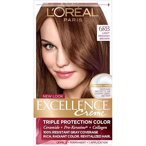 L'Oreal Excellence Creme Triple Protection Hair Color, Light Reddish Brown (Warmer) [6RB] 1 Each