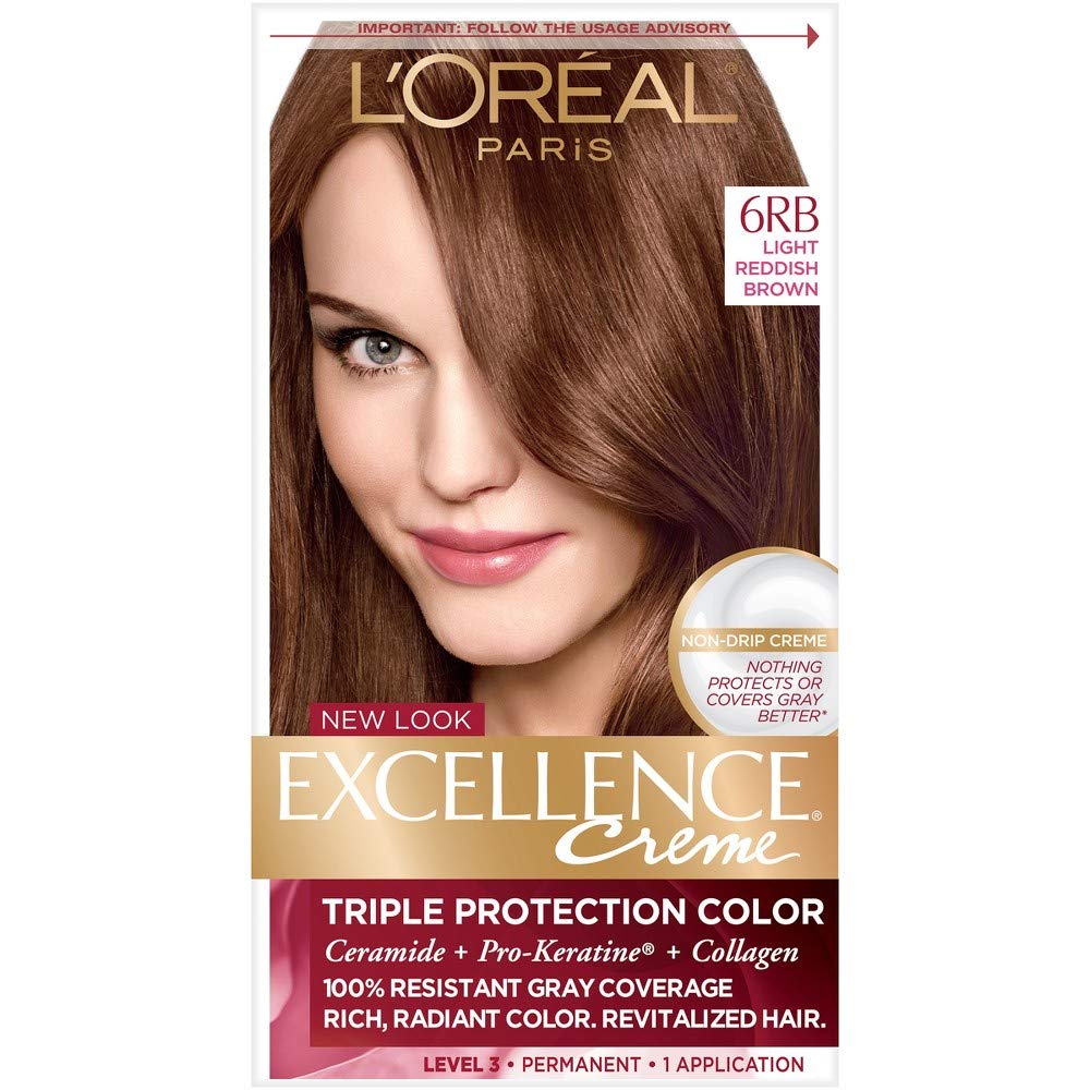 L'Oreal Excellence Creme Triple Protection Hair Color, Light Reddish Brown (Warmer) [6RB] 1 Each