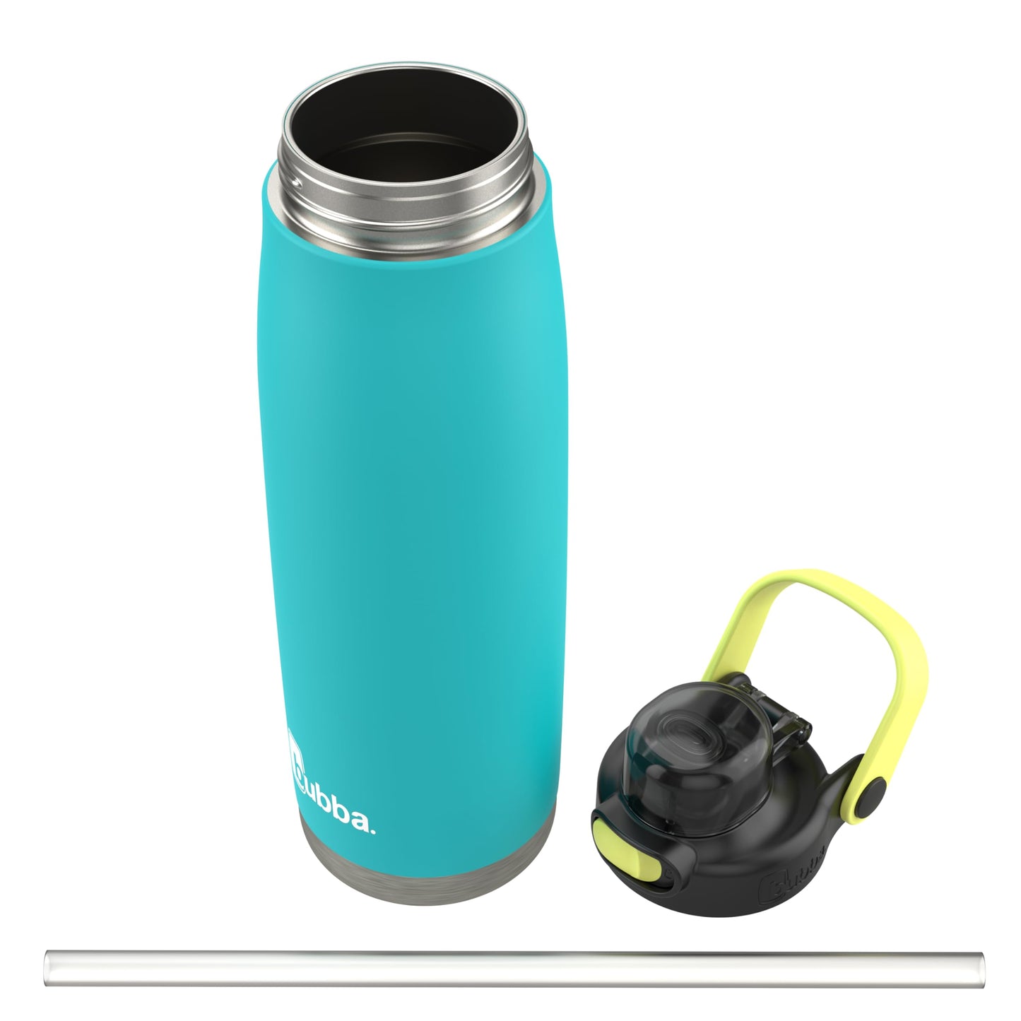 Bubba Radiant Stainless-Steel Pop-Up Straw, 24oz Water Bottle, Medium, Rubberized Scuba