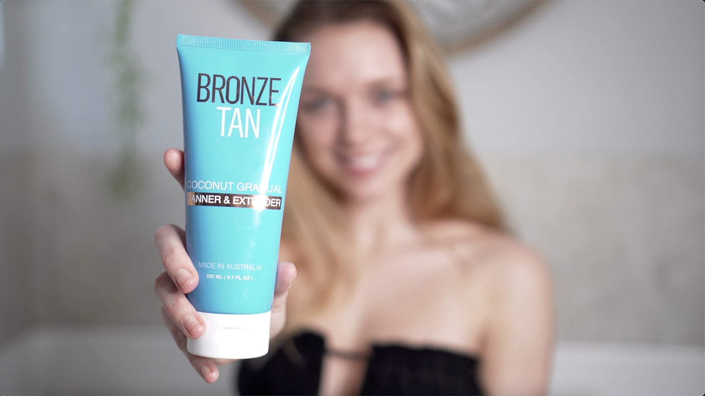 Bronze Tan Gradual Self Tanner Lotion & Tan Extender - Coconut Scented - Aloe Vera & Vitamin E Enriched - Streak-Free Nourishing Sunless Tanning